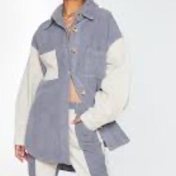 Multi Two Tone Cord Shacket - Picture 3 of 7